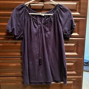 Joie Navy Peasant Blouse